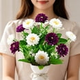 thumbnail image 7 of All Weather UV Resistant Artificial Flowers with Green Foliage, Realistic Faux Plastic Floral Bouquet, Indoor Outdoor Decor for Garden Porch Wedding Home Vase Arrangements(White&Purple), 7 of 7