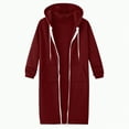 thumbnail image 4 of Towmus Women Full Zip Up Hoodie Casual Solid Color Long Sleeve Knee Length Tunic Sweatshirts Oversized Hooded Jacket Pullover Tops Winter Coats with Pockets, 4 of 8