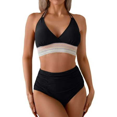 Divhosrg High Waisted Bathing Suit for Women  Bikini Sets for Women Cheeky  Womens Bathing Suit Bottoms  Womens Swimsuits Bikini  Black Swim Suits for Women 2025 Plus Size S
