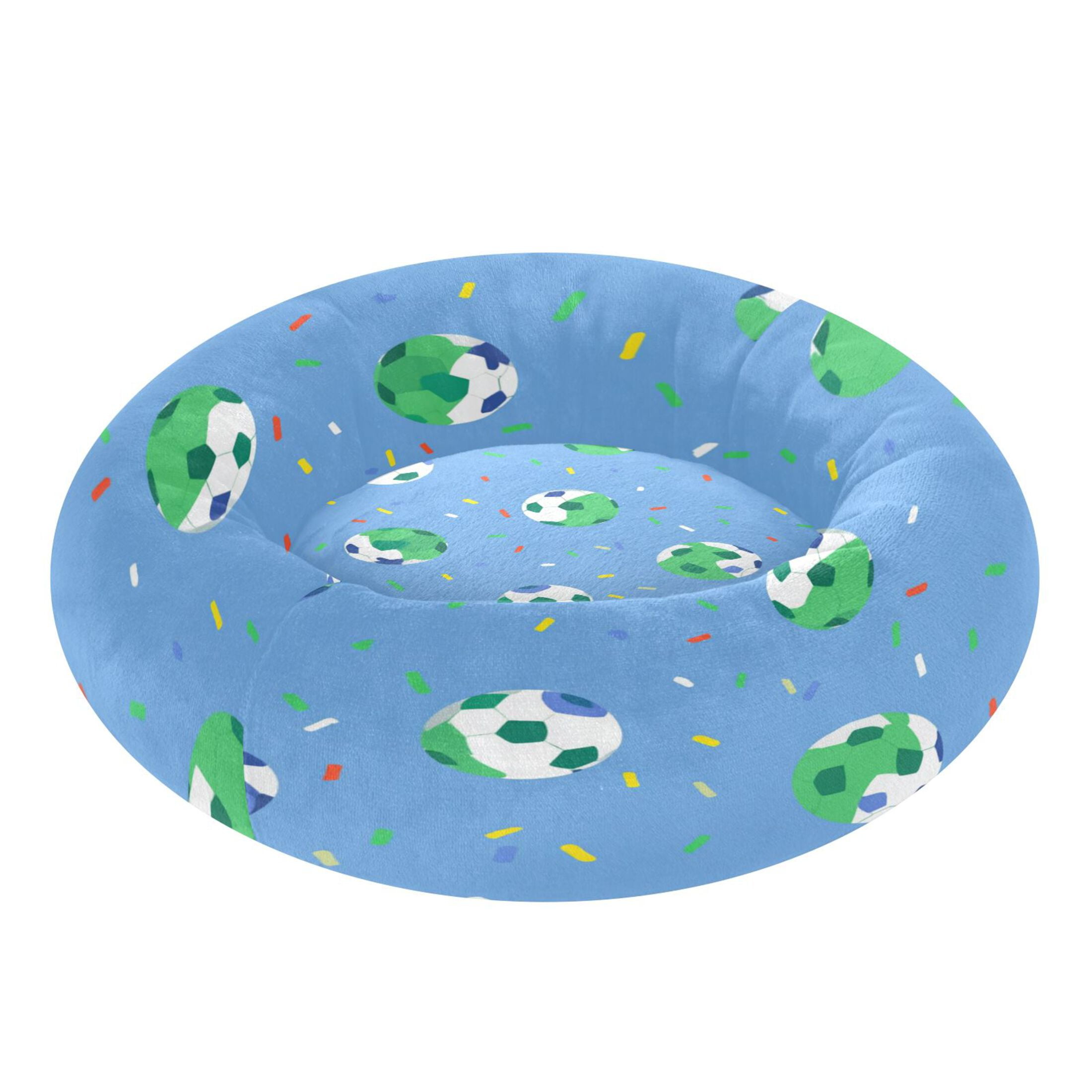Iauyy Pet Couch Donut Cat Bed for Indoor Cats/Small Dogs Washable & Machine with Non-slip Bottom Calming Cat Furniture, Football Illustration (M)