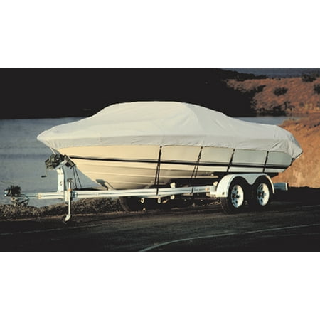 Taylor Acrylic Coated Polyester Gray Hot Shot Fabric BoatGuard Boat Cover with Storage Bag and Tie-Downs, Fits 16' to 19' Fish 'n Ski, Up to 96