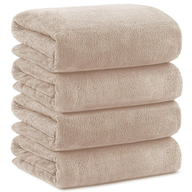 Toallas de baño Orighty de microfibra, 4 unidades, color marrón, 70 x 140 cm