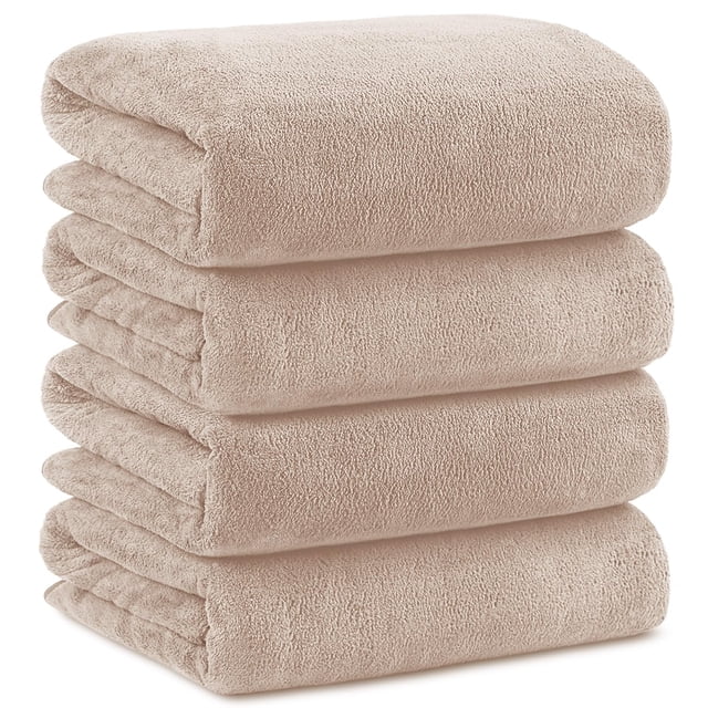 Toallas de baño Orighty de microfibra, 4 unidades, color marrón, 70 x 140 cm