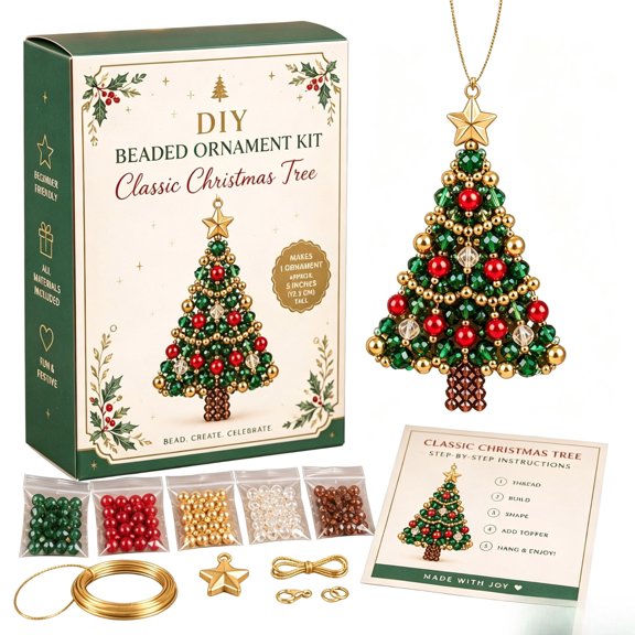 Clearance DIY Christmas Tree Kit, Handmade Christmas Tree Hanging Decorations, Beaded Christmas Tree Kit for Kids Adults