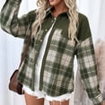 thumbnail image 4 of Coats for Women Plaid Long Sleeved Lapel Outerwear Jacket,Womens Coats Plus Size Green XXL, 4 of 6