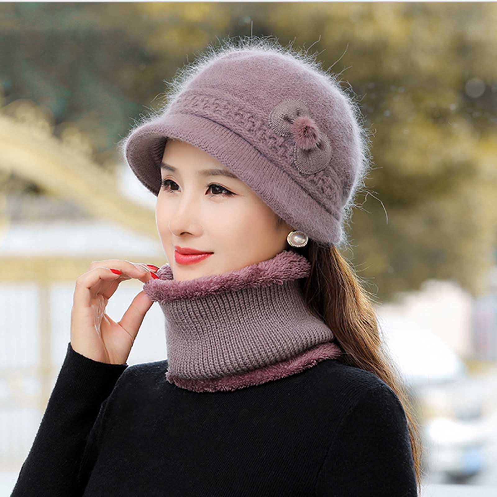 Rayson Bonnet Femme Hiver Doublé Polaire Avec Pompon