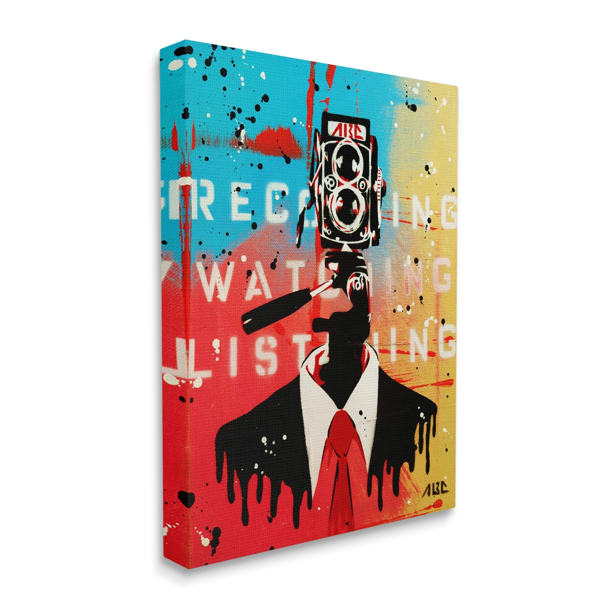 Stupell Industries Speckled Abstract Person Bold Camera Text Collage Canvas Wall Art, 30 x 40, Design by AbcArtAttack