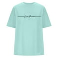 thumbnail image 4 of JIRNDf Hauts pour Femmes Tendance d'Été T-Shirts Surdimensionnés à Imprimé de Lettres Col Rond Manches Courtes Manches Courtes Décontracté Ample Sport Décontracté Uni Adolescentes Jolis T-Shirts Graphiques pour Femmes Chemises Vert Clair m, 4 of 4