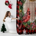 thumbnail image 5 of Shower Curtain 54"W x 78"L Christmas Cardinals Wreath Red Plaids Fabric Shower Curtains Set with Hooks Water Repellent Bathroom Curtains Machine Washable Bathroom Accessories, 5 of 7