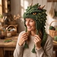 thumbnail image 4 of DIY Beginner Crochet Kit for Wearable Fantasy Hood Hat, Craft Set with Yarn & Accessories for Adults,Mystic Green Dragon, 4 of 6
