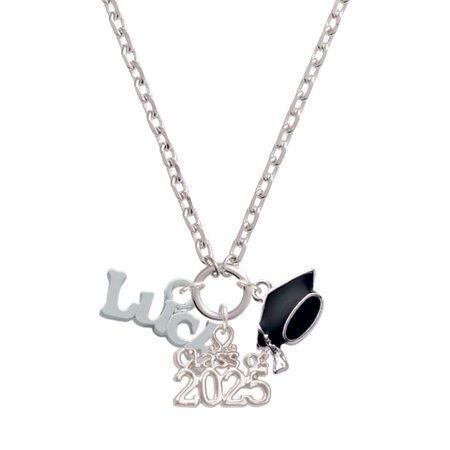 Delight Jewelry Silver-tone Luck - Silver-tone Class of 2025 Graduation Zoey Necklace, 28"