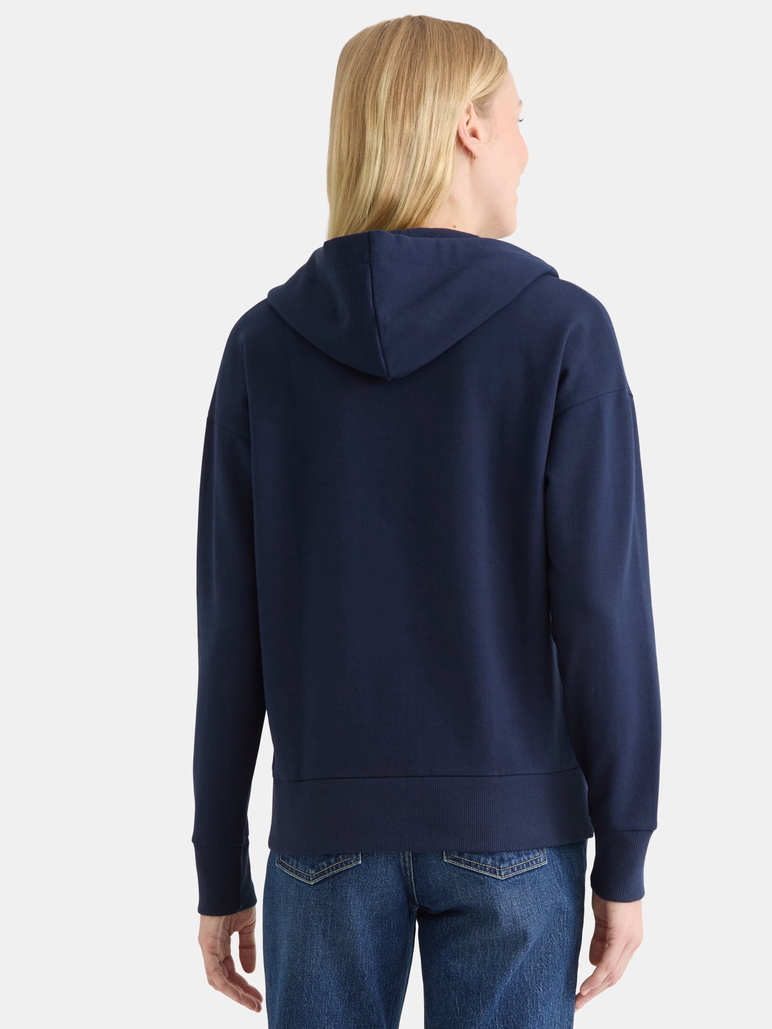 Time and Tru Women's and Women’s Plus Zip Front Fleece Hoodie Jacket, Sizes XS-4X