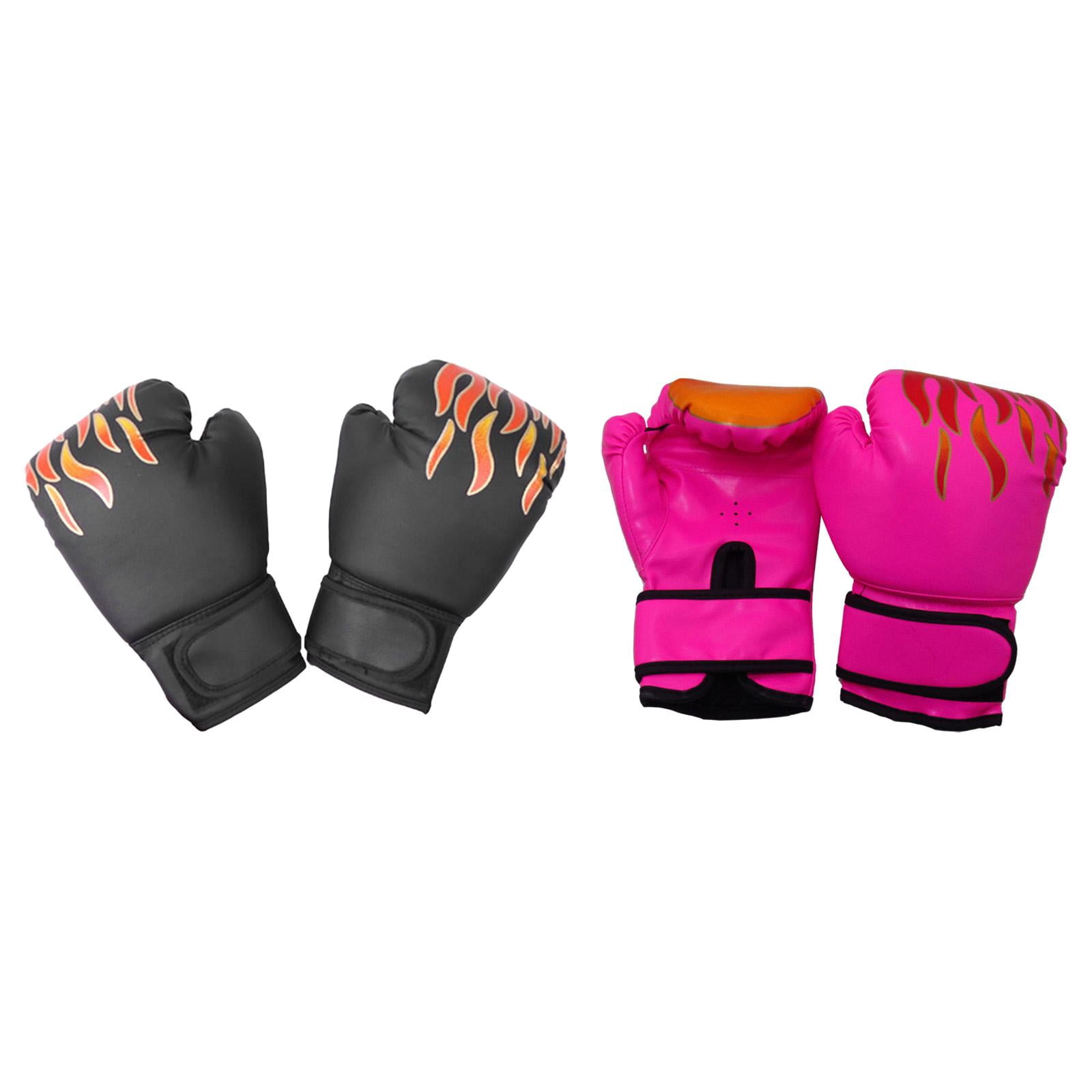 harayaa 2 Pair of Kids Boxing Gloves Punching Gloves Birthday Gift PU Leather Breathable Pink and Black