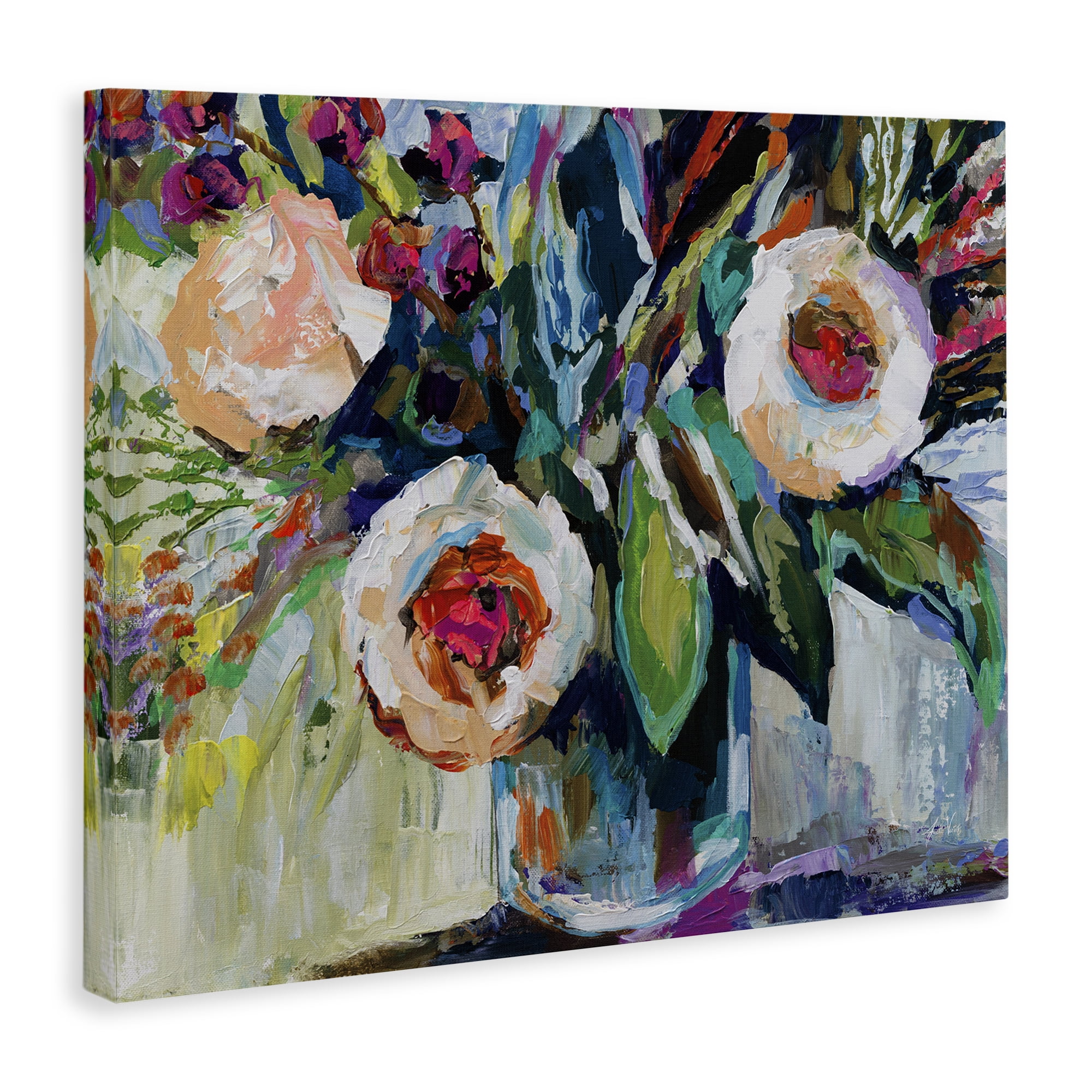 Stupell Industries Modern Fiesta Flowers Plants & Flowers Painting Wrapped Canvas Art Print Wall Art, 48 x 36