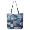 Women Denim Tote Bag With Interior Pocket Shoulder Bag For Travel Decor Bag (Light Blue)