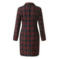 thumbnail image 5 of TIHLMK Casual Dress Fashion Women Long Sleeve Plaid Print Button Dress V-Neck Pleated Party Skinny Dress Red, 5 of 7