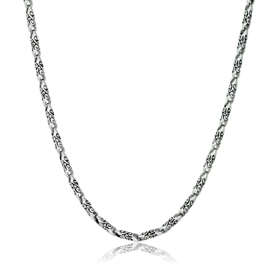 Metro Jewelry Stainless Steel Antique Ion Plated Link Chain Necklace for Men - 24 Inches Long - 4.5 mm Wide with Lobster Claw Clasp