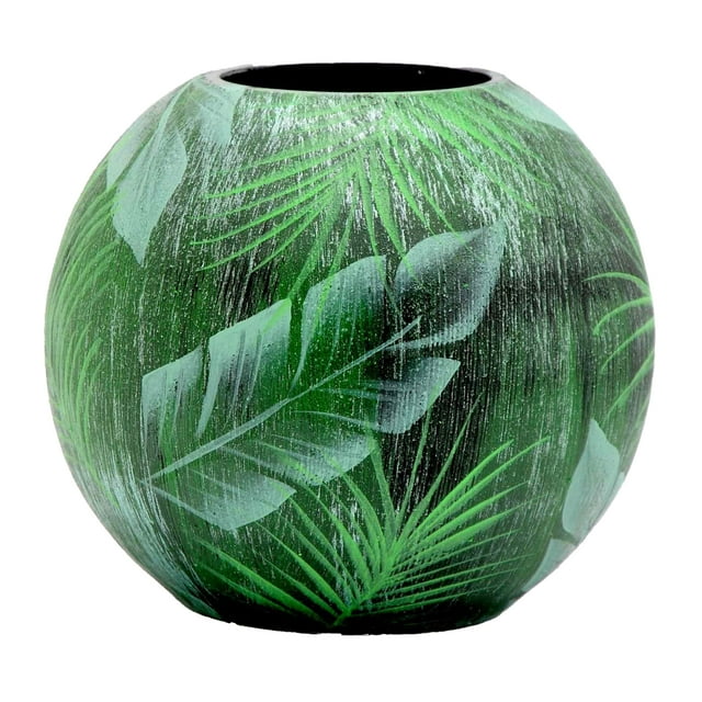 Handpainted Glass Vase - Tropical Flower Vase - Decorative Design - Home Decor - 6 Inch Round Unique Piece for Floral Arrangements