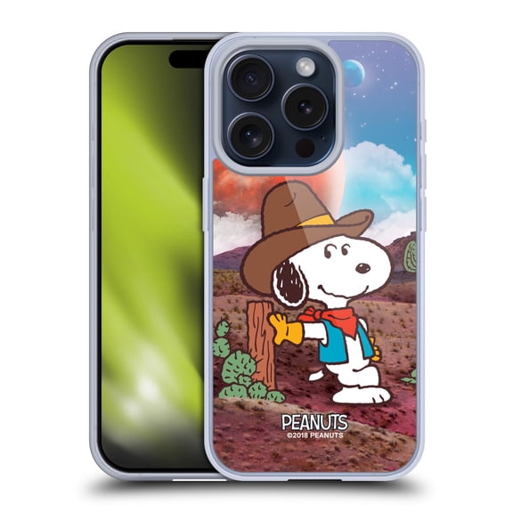Head Case Designs Peanuts Snoopy Space Cowboy Nebula Ranger Soft Gel Case for Apple iPhone 15 Pro
