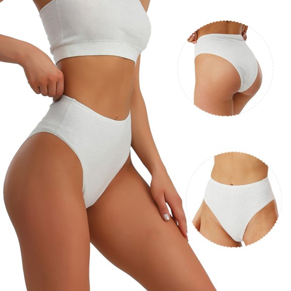 Women's Half Wrapped High Waisted Cotton Underpanties Soft Breathable Panties Stretch Briefs Seamless Ladies Panties,Gray,Large Size, Pack of 1