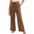 thumbnail image 4 of Guluxicc Womens Wide Leg Pants Elastic Waist Drawstring Ruffled Bottom Lounge Trousers Summer Casual Outfits for Everyday Wear, 4 of 5