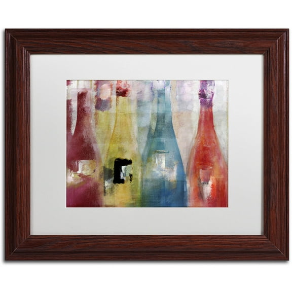Trademark Fine Art "Bouteilles II" Canvas Art by Color Bakery White Matte, Wood Frame