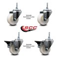 thumbnail image 2 of 3 Inch Nylon 3/8 Inch Threaded Stem Caster Set 2 Brakes SCC, 2 of 2