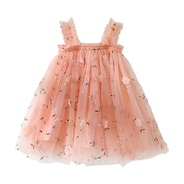 FhsagQ Robes Filles Robes de Noël Taille 14-16 Bleu Tout-Petits Filles Sans Manches Robe Princesse Brodée Danse Fête Robes Florales Vêtements Robes de Noël pour Filles 6-7 Rouge Melon D\'eau 3-4 Ans