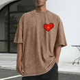 thumbnail image 2 of RKSTN Valentine's Day T Shirts for Man Oversized Crewneck Cotton Valentine Print Short Sleeves Shirts Tops Mens Casual Round Neck Sports Washed Distressed T-Shirts Loose Fits Comfy Soft Tee Shirts, 2 of 6
