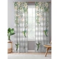 thumbnail image 5 of Sheer Curtains 96 Inches Long, Watercolor Floral Semi Sheer Curtains Light Filtering Window Treatment, Spring Flowers Birds Plants Gray Plaid Privacy Voile Drapes for Living Room Bedroom 52x96 Inch, 5 of 7