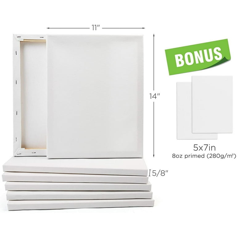 7-Pack Stretched Canvas Boards Panels Art Canvases for Painting Oil 11x14''  