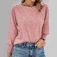thumbnail image 3 of Plebaso 3/4 Sleeve Tops for Women Casual Tunic Tops Smocked Cuffed Loose Dressy Blouses T-Shirts, 3 of 6