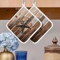 thumbnail image 2 of Country Star Brown Pot Holders for Kitchen Heatproof Potholder, 2 Pack Western Texas Vintage Farmhouse Wooden Hot Pads Multipurpose Oven Pads Cloth Potholders Trivet for Cooking and Baking, 2 of 8