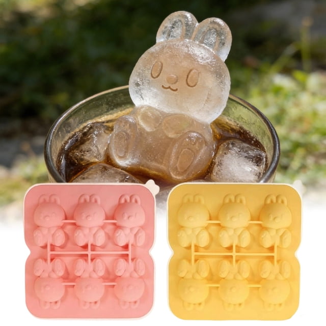 Bandeja para hielo de silicona de grado alimentario con forma de conejo, fácil de desmoldar, para cócteles, café y bebidas, ideal para el bar de casa