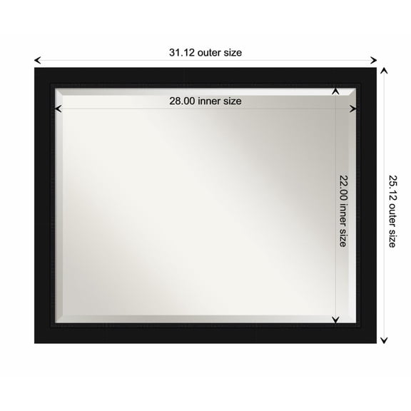Amanti Art Avon Black Beveled Wood Wall Mirror 25.25 x 31.25 in.