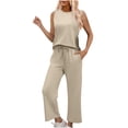 thumbnail image 1 of Mgmyaa Ensemble Deux Pièces pour Femmes Tenues d'Été Vacances Ensembles de Détente Tendance Col Rond Ensembles Assortis, 1 of 7