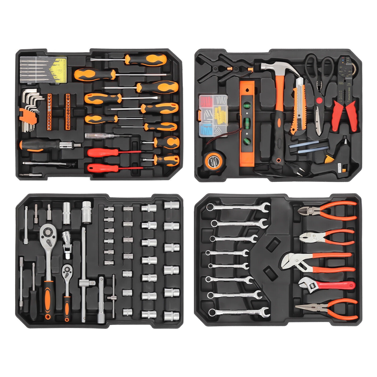 187pcs Practical Trolley Case Tool Box Set Silver Household Hand Tool Kit Mixed Hand Tool Kit House Repair Kit Set Gift on Father's Day (Silver)