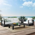 thumbnail image 2 of Lounge Sectional Sofa Table Set, Gray White, Aluminum Metal, Outdoor Patio Balcony Cafe Bistro Garden Hospitality Restaurant, Modern Contemporary HB33966, 2 of 10