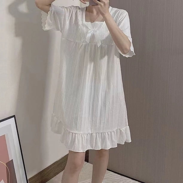 Camisón del sudeste asiático para mujer, versión de primavera y verano de manga corta, vestido de pijama dulce que se puede usar al aire libre