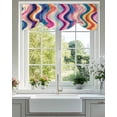 thumbnail image 3 of Tie Up Valance Curtain for Kitchen,Abstract Gradient Colorful Wave Texture Rod Pocket Short Curtains Adjustable Tie-Up Shade Valances,Striped Background Window Treatment for Bathroom Living Room, 3 of 8
