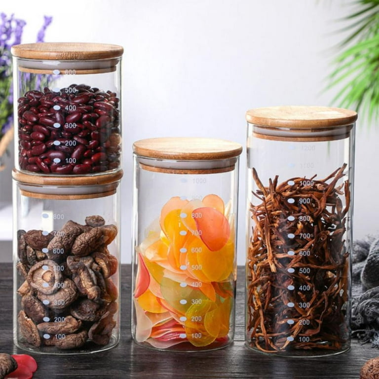 Glass Airtight Kitchen Storage Jar Sealed Food Container Grains