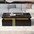 thumbnail image 1 of Noble House Modern Coffee Table,Marble Pattern High-Gloss Top,Black, 1 of 10