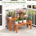 thumbnail image 4 of Gymax Wooden Plant Stand Set of 2 w/ Teak Oil Finish Slatted Top Rustic Plant Rack, 4 of 9