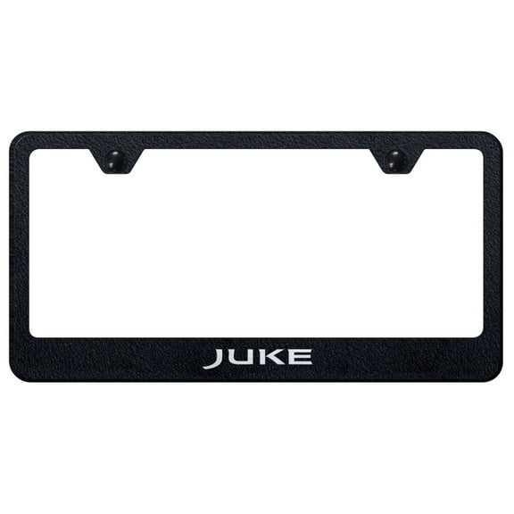 Nissan Juke Laser Etched Logo Stainless Steel License Plate Frame (Rugged Black)