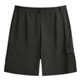 thumbnail image 6 of YOIAVAIOY Men's Shorts Cotton Linen Pleated Shorts Casual High Waisted Summer Lightweight Beach Shorts Fashion Hiking Lounge Shorts Dark Gray XL, 6 of 6