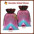thumbnail image 2 of Rocae Pink Shark Pool Fantasy Print Christmas Drawstring Linen Gift Bag with Drawstrings Treat Bag Goody Present Bags for Christmas Party Favor, 2 of 8