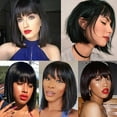 thumbnail image 3 of Dopi Black Short Wigs Straight Bob Hair Wigs with Bangs for Women Synthetic Daily Use Wig, 3 of 4