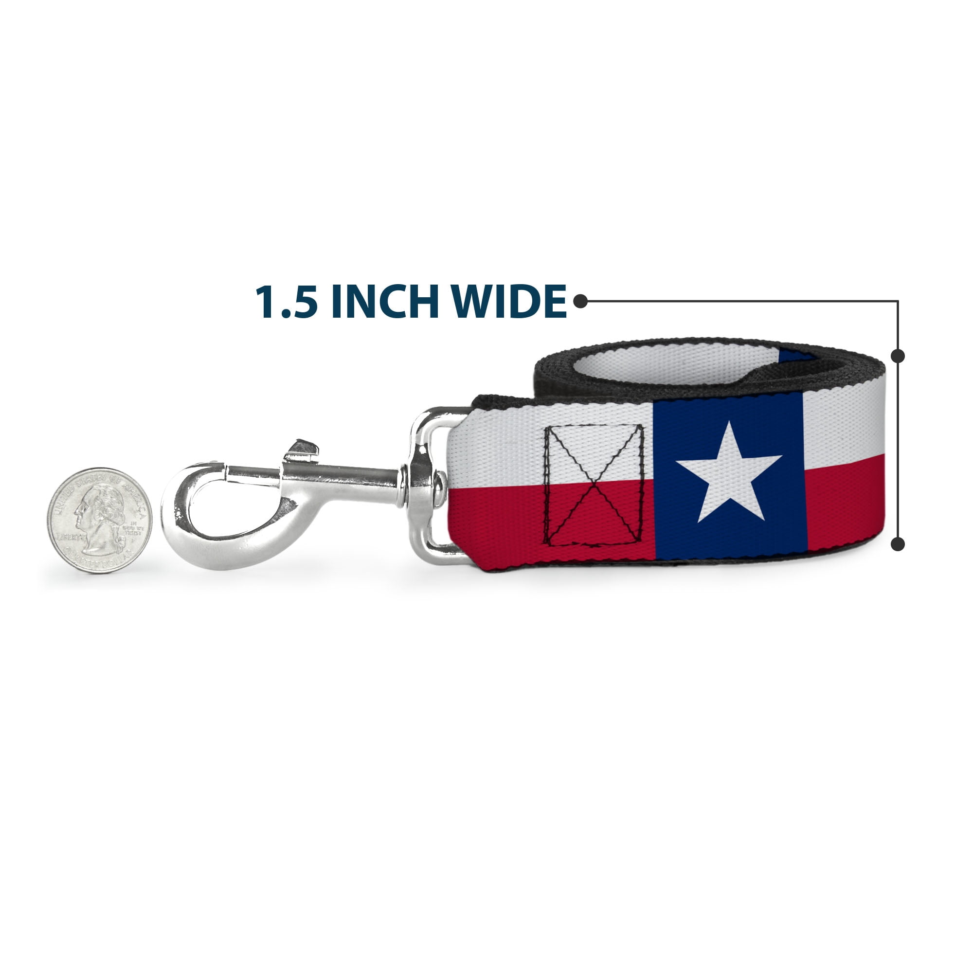 Buckle-Down Pet Leash, Dog Leash, Texas Flag Continuous Repeat, 6 Feet Long 1.0 Inch Wide