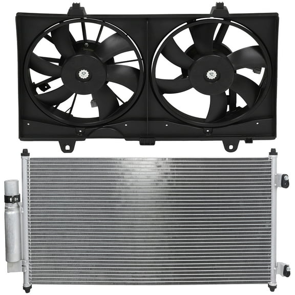 cciyu 3628 Condenser and 621770 Cooling Fan Replacement for 2007-2012 for Nissan for Sentra
