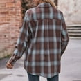 thumbnail image 4 of zaveiop Womens Oversized Flannel Plaid Shirts Casual Button Down Blouse Tops with Pockets (Brown, XL), 4 of 7